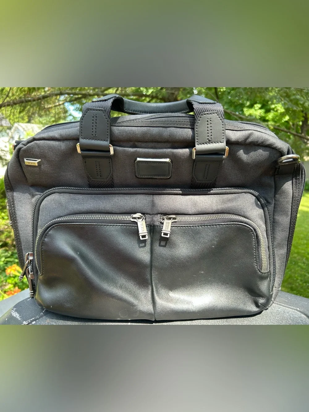 Tumi Bag Alpha Bravo Leather Black Men's Travel Work Briefcase Laptop 232640